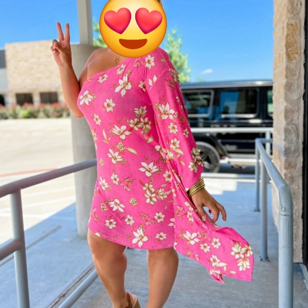Floral One Shoulder Summer Dress--EUC